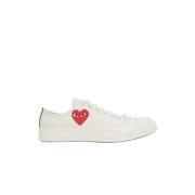 Comme des Garçons Play Hjärttryck Canvas Låg-Top Sneakers White, Herr