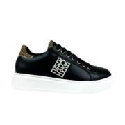 Borbonese Platta sneakers i mjukt läder Black, Dam