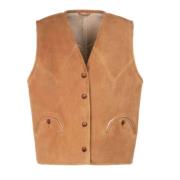 Blazé Milano Shearling V-ringad Ärmlös Gilet Brown, Dam