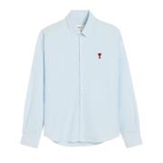 Ami Paris Randig Oxford Button-Down Skjorta Blue, Herr