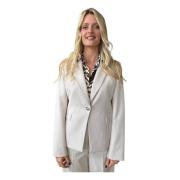 Liu Jo Stretch Blazer med Revers och Fickor Beige, Dam