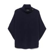 Emporio Armani Blå Stickad Cape Jacka Blue, Dam