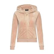 Juicy Couture Brun Velour Hoodie med Gotisk Detalj Brown, Dam