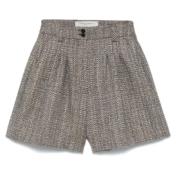 Golden Goose Natt Blå Beige Ull Shorts Herringbone Gray, Dam