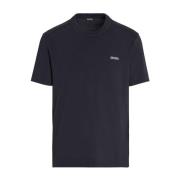 Ermenegildo Zegna Blå Bomull Logo Broderad T-shirt Blue, Herr