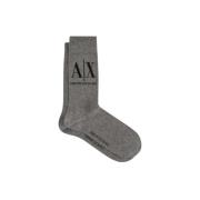 Armani Exchange Bomullsstrumpor med logotyp och kontrastrand Gray, Her...