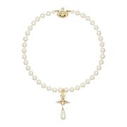 Vivienne Westwood Pärla Drop Choker Halsband Yellow, Dam