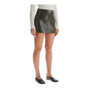 Courrèges Flared Coated Cotton Mini Skirt Green, Dam