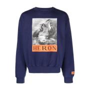 Heron Preston Blå Crewneck Tröja Casual Stil Blue, Herr