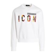 Dsquared2 Logo Tryckt Crewneck Sweatshirt White, Herr