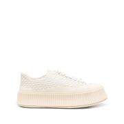 Jil Sander Elegant Beige Läder Sneakers Beige, Dam