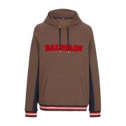 Balmain Retro hoodie i brun bomull Brown, Herr