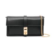 Dkny Svart Läder Casual Clutch Väska Black, Dam