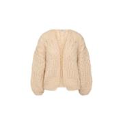 Maiami Mohair Strukturer Bomber Cardigan Beige, Dam