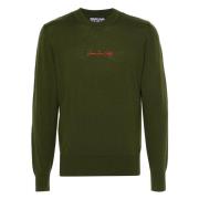 Versace Jeans Couture Grön Ull Sweatshirt Sweaters Hoodies Green, Herr