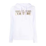 Versace Jeans Couture Vit Bomull Hoodie Tröja White, Dam