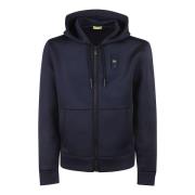 Blauer Blå Zip Tröja med Neopren Huva Blue, Herr