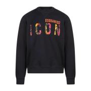 Dsquared2 Logo Tryckt Crewneck Sweatshirt Black, Herr