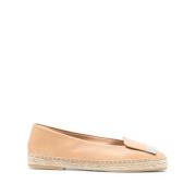 Sergio Rossi Elegant Beige Läder Ballerinaskor Mid Heels Beige, Dam