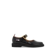 Thom Browne Borstad läder Mary Jane ballerinaskor Black, Dam