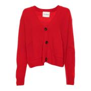 Closed Merinoull Cardigan med V-ringning Red, Dam