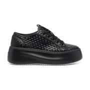 Vic Matié Svarta lädercasual sneakers Black, Dam