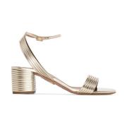 Aquazzura Elegant Guld Sandaler med Mellanhöga Klackar Yellow, Dam