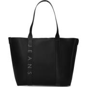 Tommy Jeans Svart Läderlook Bold Tote Väska Black, Dam