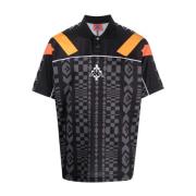 Marcelo Burlon Avslappnad Fotboll Polo T-shirt Svart Black, Herr