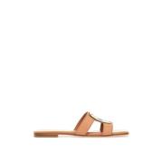 Roger Vivier Läder Cut-Out Mules med Krökt Spänne Brown, Dam