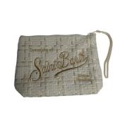 MC2 Saint Barth Tweed Trousse med Logo Broderi Beige, Dam