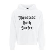 Dsquared2 Tryckt Slogan Hoodie White, Herr