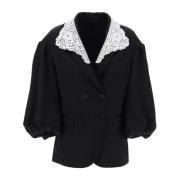 Simone Rocha Ullblandad dubbelknäppt ballongärm blazer Black, Dam