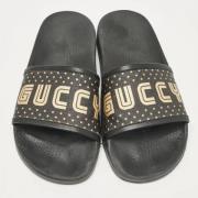 Gucci Vintage Pre-owned Belagd canvas sandaler Black, Dam