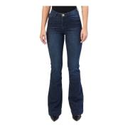 YES ZEE Blå Flare Jeans med Slim Fit Blue, Dam