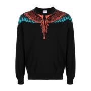 Marcelo Burlon Svart Stickad Boxy Crew Tröja Black, Herr