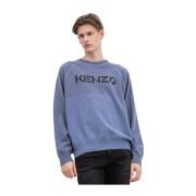 Kenzo Fleece tröja med tvåfärgad logotryck Blue, Herr