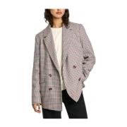 Pepe Jeans Houndstooth Blazer Jacka Höj Stil Multicolor, Dam