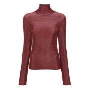 Forte Forte Hög hals Lurex Jersey Sweater Red, Dam