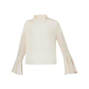 Liu Jo Sidensformell blus med draperat mönster Beige, Dam