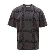 JW Anderson Grå Logo Grid Kortärmad T-shirt Gray, Dam