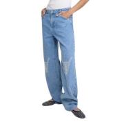 Alix The Label Bull Styched Jeans Blue, Dam