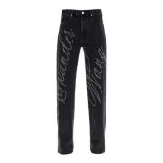 Alexander Wang Rhinestone Straight Jeans Gray, Dam