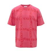 JW Anderson Rosa Logo Grid Kortärmad T-shirt Pink, Dam