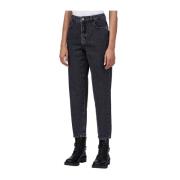 Patrizia Pepe Slim Svarta Jeans med Stone Wash Gray, Dam