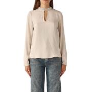 Twinset Crepeblus med Handbroderade Detaljer Beige, Dam