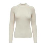 Jacqueline de Yong Rib Pullover Stickad Damtröja Höst/Vinter Beige, Da...