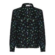 Saint Tropez Blommig Blurry Mini Blooms Skjortblus Black, Dam