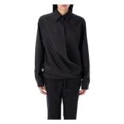 Valentino Garavani Elegant ullskjorta med wrap-stil Black, Dam