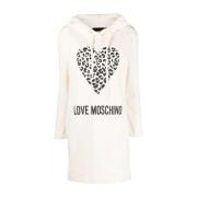 Love Moschino Avslappnad Vit Midi Klänning White, Dam